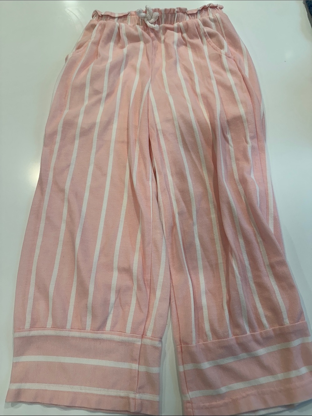Paisley Lane Girls Pink White Striped Wide Leg Paperbag Pants Size 8
